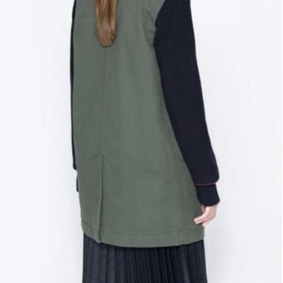 Zara Contrast Sleeve Oversized Cargo Military Coat Jacket Parka Cotton Wool M - Picture 2 of 12